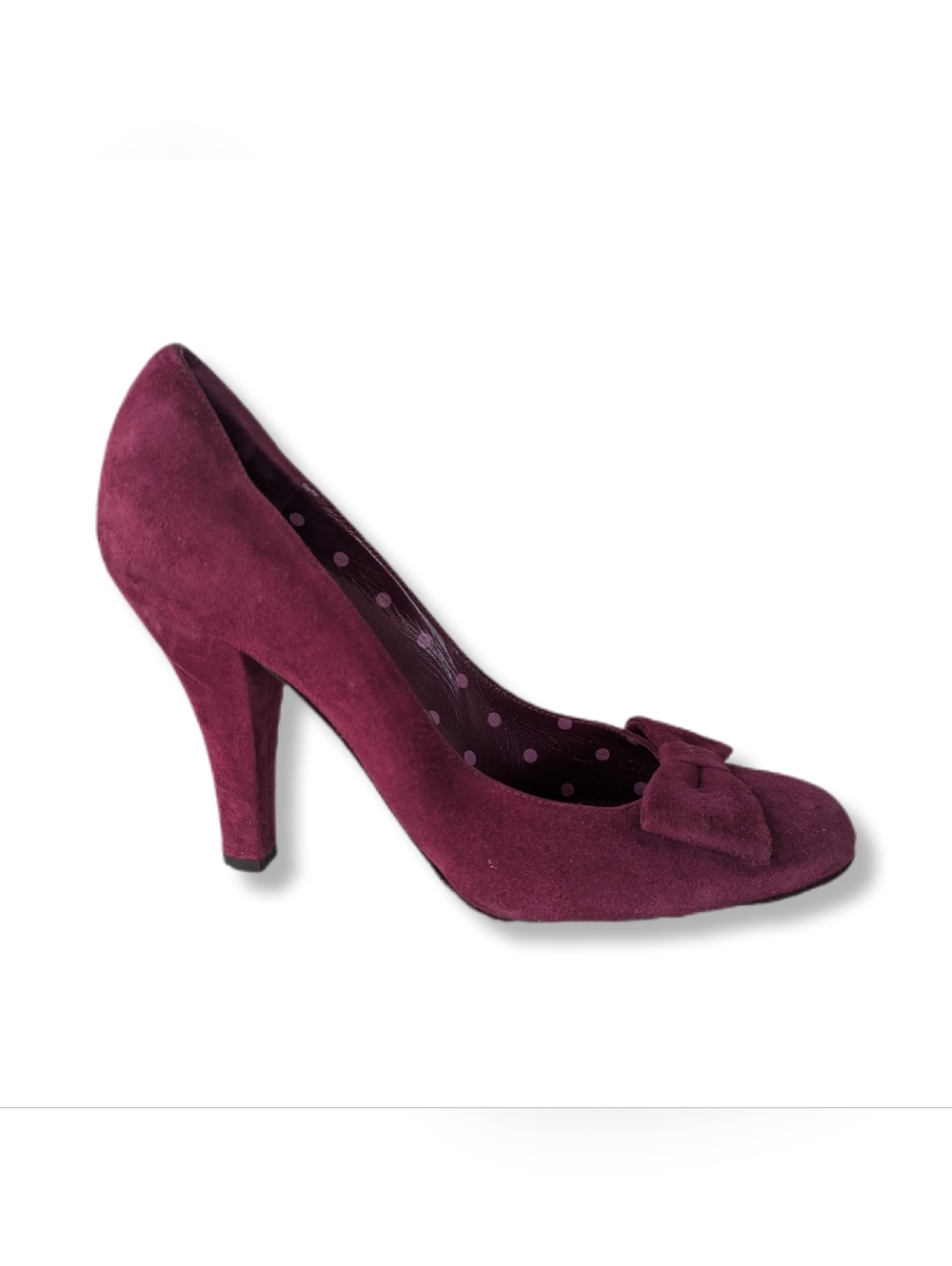 Moschino Cheap & Chic Purple/Maroon Suede Bow Front Heel Pumps